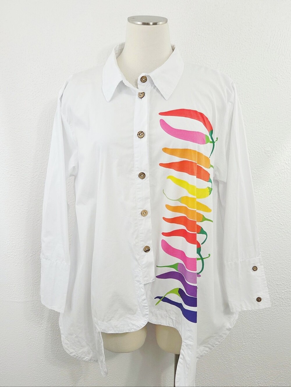 Cupcake International White Lagenlook Swing Top rainbow Chili Peppers large